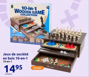 Action Jeux de société en bois 10-en-1 offre