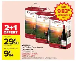 Carrefour Vin rouge de l'Union Européenne CRAMOISAY offre