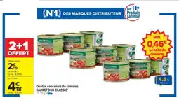 Carrefour Double concentré de tomates CARREFOUR CLASSIC’ offre