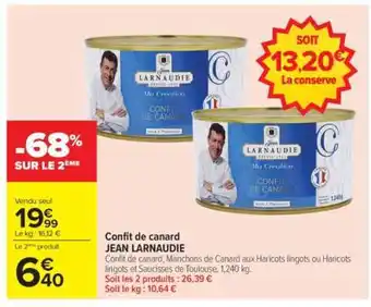 Carrefour Confit de canard JEAN LARNAUDIE offre