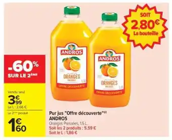 Carrefour Pur jus Offre découverte ANDROS offre