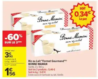 Carrefour Riz au Lait Format Gourmand BONNE MAMAN offre