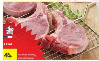 Carrefour Porc : côte avec os à griller offre