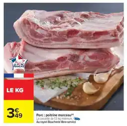 Carrefour Porc : poitrine morceau offre