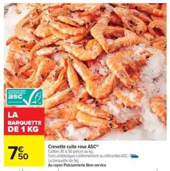 Carrefour Crevette cuite rose ASC offre