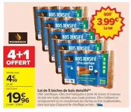 Carrefour Lot de 5 bûches de bois densifié offre