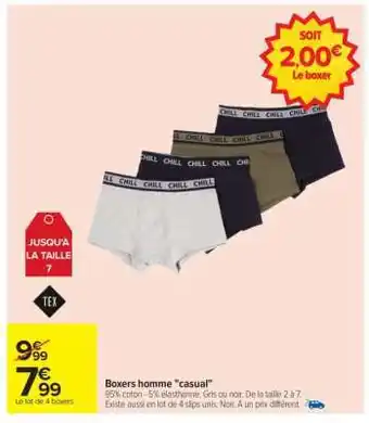 Carrefour Boxers homme 'casual' offre