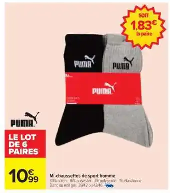 Carrefour Mi-chaussettes de sport homme offre