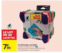 Carrefour Lot 20 lavettes microfibre offre