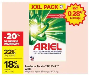 Carrefour Lessive en Poudre XXL Pack ARIEL offre