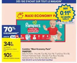 Carrefour Culottes Maxi Economy Pack PAMPERS offre