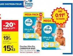 Carrefour Couches ultra dry CARREFOUR BABY offre
