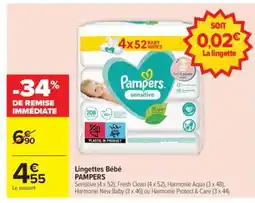 Carrefour LINGETTES BÉBÉ “PAMPERS” offre
