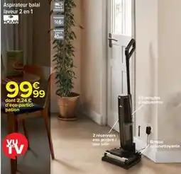 Carrefour Aspirateur balai laveur 2 en 1 offre