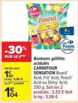 Carrefour Bonbons gélifiés acidulés CARREFOUR SENSATION offre