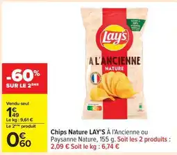 Carrefour Chips Nature LAY'S À l'Ancienne ou Paysanne Nature offre