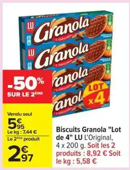 Carrefour Biscuits Granola 'Lot de 4' offre