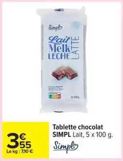 Carrefour Tablette chocolat offre
