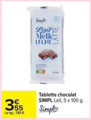 Carrefour Tablette chocolat offre