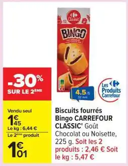 Carrefour Biscuits Fourrés Bingo Carrefour Classic' offre