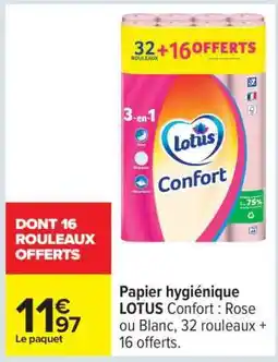 Carrefour PAPIER HYGIÉNIQUE 'LOTUS CONFORT' offre