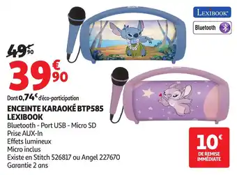 Auchan Enceinte karaoké btp585 lexibook offre