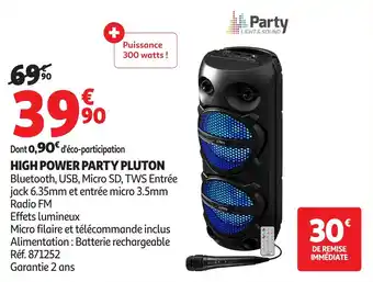 Auchan High power party pluton offre