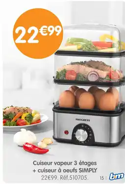 b&m SIMPLY Cuiseur vapeur 3 étages + cuiseur à oeufs offre