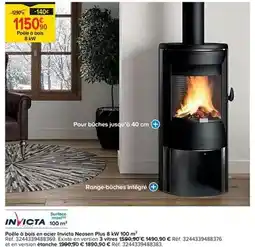 Trafic Invicta - poele a bois en acier invicta neosen plus 8kw 100m2 offre