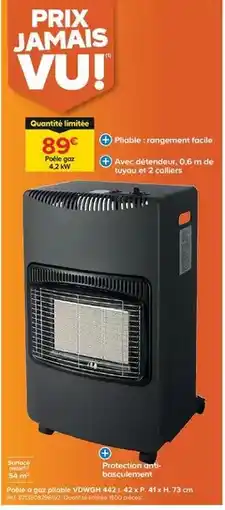 Trafic Poêle à gaz pliable vdwgh 442 l. 42 x p. 41 x h. 73 cm offre