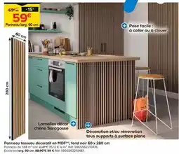 Trafic Panneau tasseau décoratif en mdf noir 60 x 280 cm offre