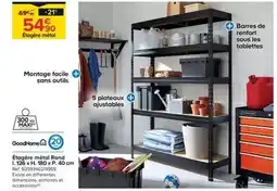 Trafic Goodhome - étagère métal rand l. 126 x h. 180 x p. 40 cm offre