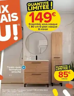 Trafic Soho - ensemble sous-vasque l. 80 cm o plan nasque miroir offre