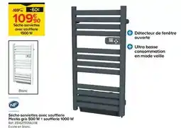 Trafic Sèche-serviettes avec soufflerie mestia gris 500 w + soufflerie 1000 w offre
