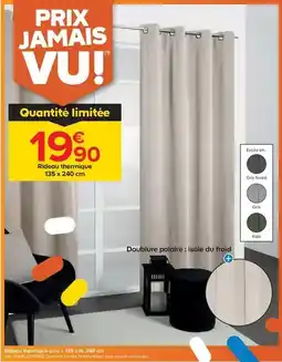 Trafic Rideau thermique ecru l.135 x h.240 cm offre
