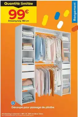 Trafic Kit dressing 2 colonnes l. 180 x h. 200 cm décor blanc offre
