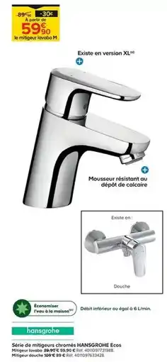 Trafic Hansgrohe - mitigeur de lavabo ecos coolstart m offre