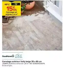 Trafic Goodhome - carrelage extérieur volfy beige 30 x 60 cm offre