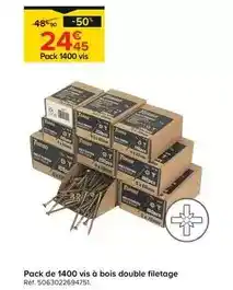 Trafic Pack de 1400 vis à bois double filetage offre
