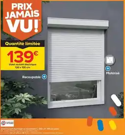 Trafic Volet roulant électrique en aluminium l. 120 x h. 130 cm blanc offre