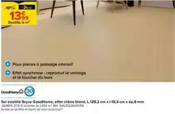Trafic Goodhome - sol stratifie bryce effet chene blond l.129.2 cm x l.19.3 cm x ep.8 mm offre