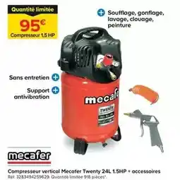 Trafic Mecafer - compresseur vertical twenty 24l 1.5hp + accessoires offre