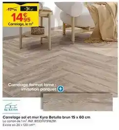 Trafic Carrelage sol et mur kyra betulla brun 15 x 60 cm offre