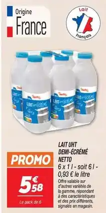 Netto Promo - lait uht demi-écrémé offre