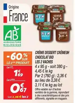 Netto Signal - crème dessert crémeuh chocolat bio offre
