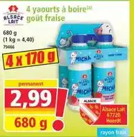 Norma Alsace lait - yaourts à boire goût fraise offre
