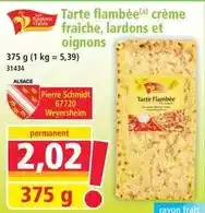Norma Pierre schmidt - tarte flambée crème fraîche, lardons et oignons offre