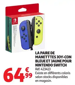 Auchan Manetttes joy-con bleue et jaune pour nintendo switch offre