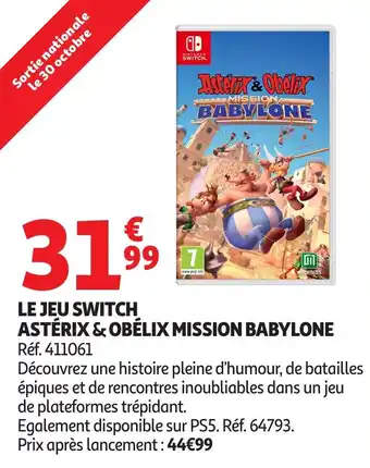 Auchan Le jeu switch astérix & obélix mission babylone offre