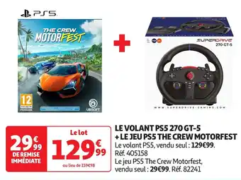 Auchan Le volant ps5 270 gt-5 + le jeu ps5 the crew motorfest offre